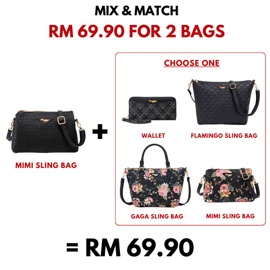 MIMI SLING BAG - WOVEN CC, BLACK